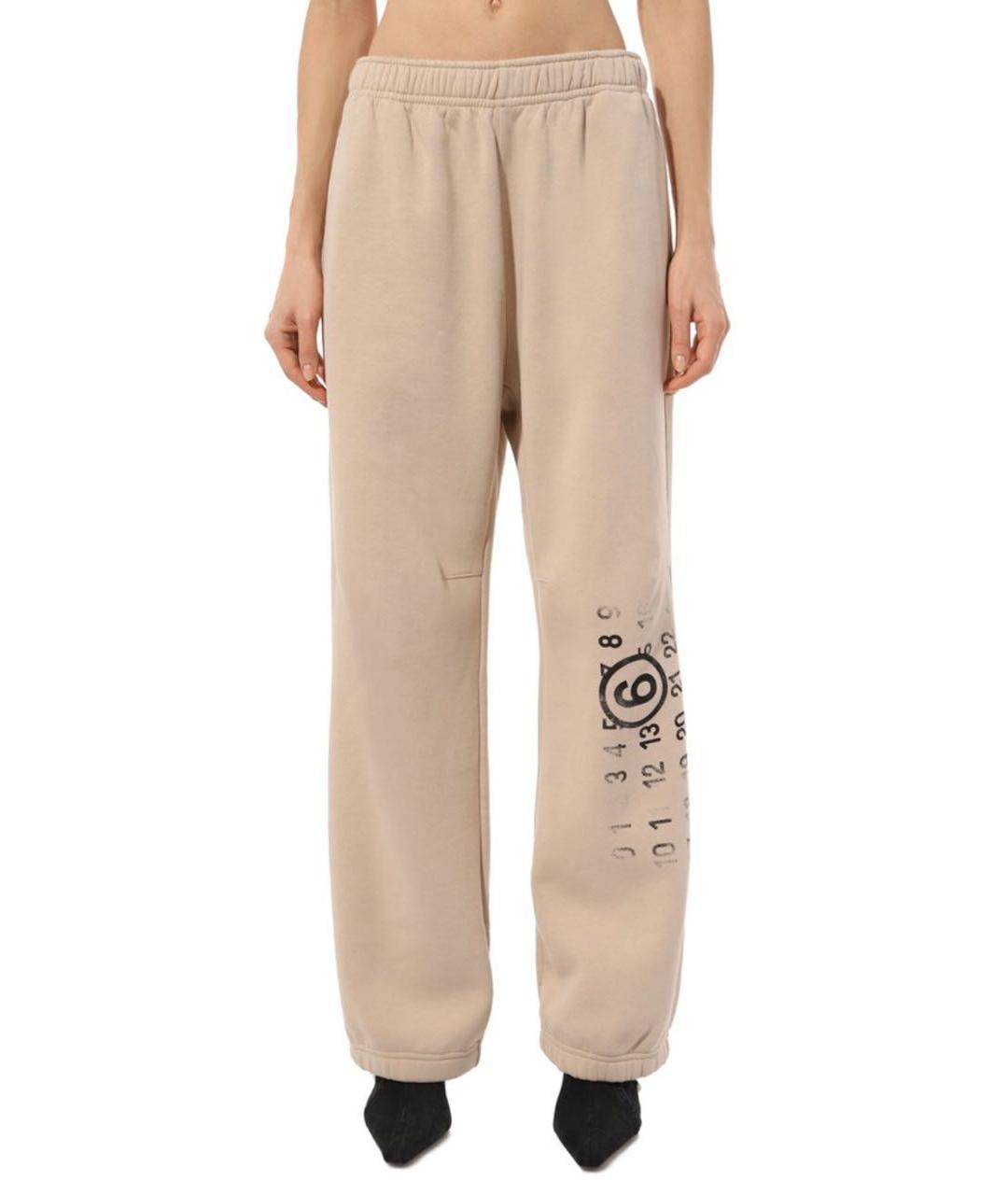 MM6 MAISON MARGIELA Бежевые хлопковые брюки широкие, фото 6