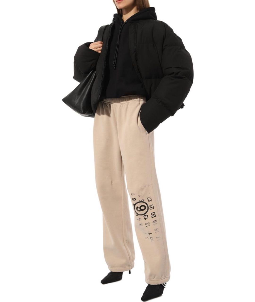 MM6 MAISON MARGIELA Бежевые хлопковые брюки широкие, фото 5