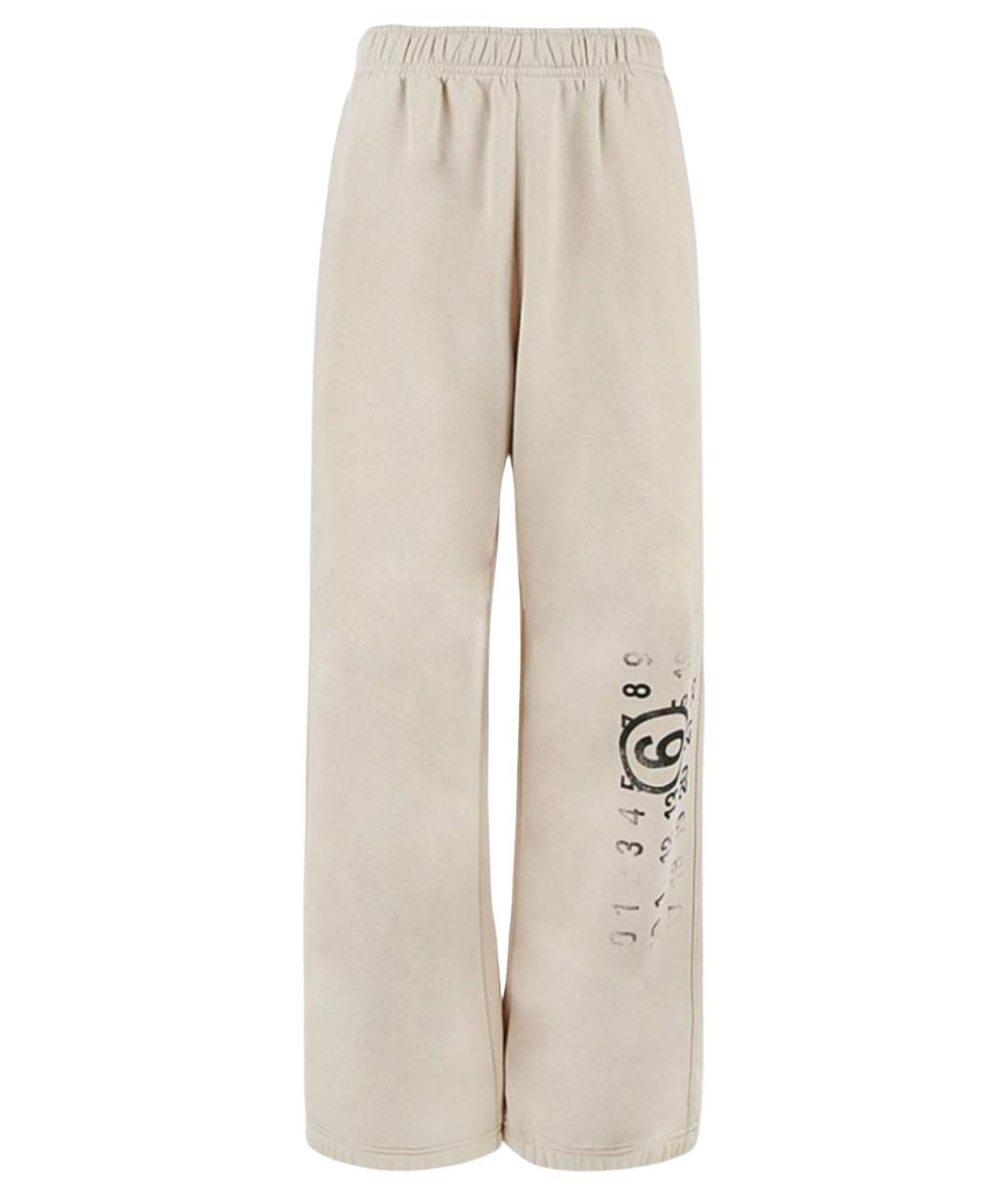 MM6 MAISON MARGIELA Бежевые хлопковые брюки широкие, фото 1