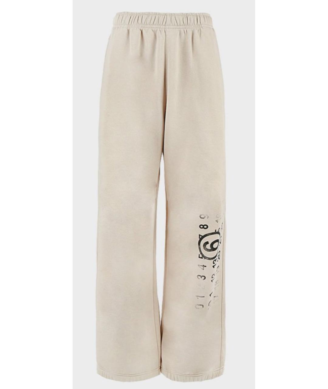 MM6 MAISON MARGIELA Бежевые хлопковые брюки широкие, фото 9