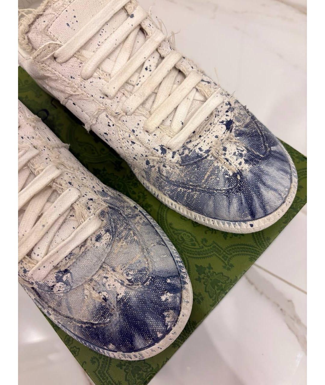 MAISON MARGIELA Синие кожаные низкие кроссовки / кеды, фото 3