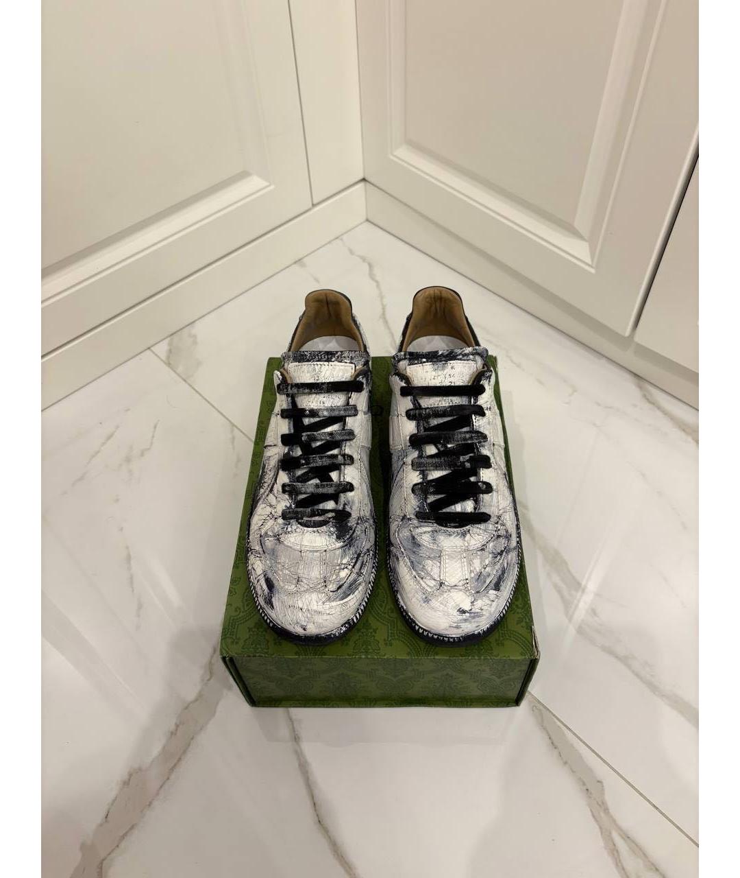 MAISON MARGIELA Черные кожаные низкие кроссовки / кеды, фото 3