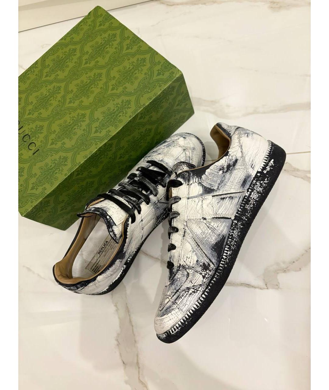 MAISON MARGIELA Черные кожаные низкие кроссовки / кеды, фото 6