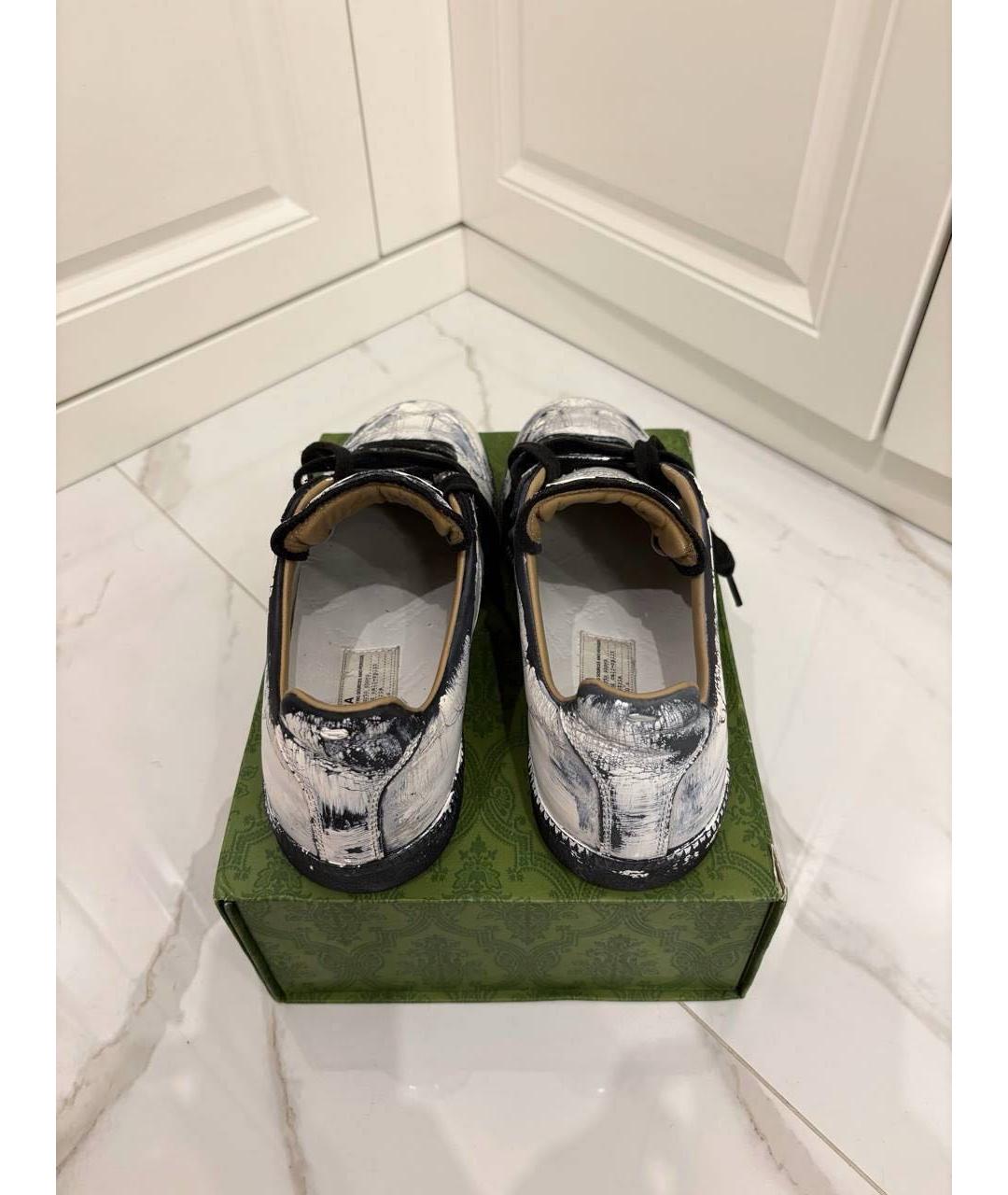 MAISON MARGIELA Черные кожаные низкие кроссовки / кеды, фото 5