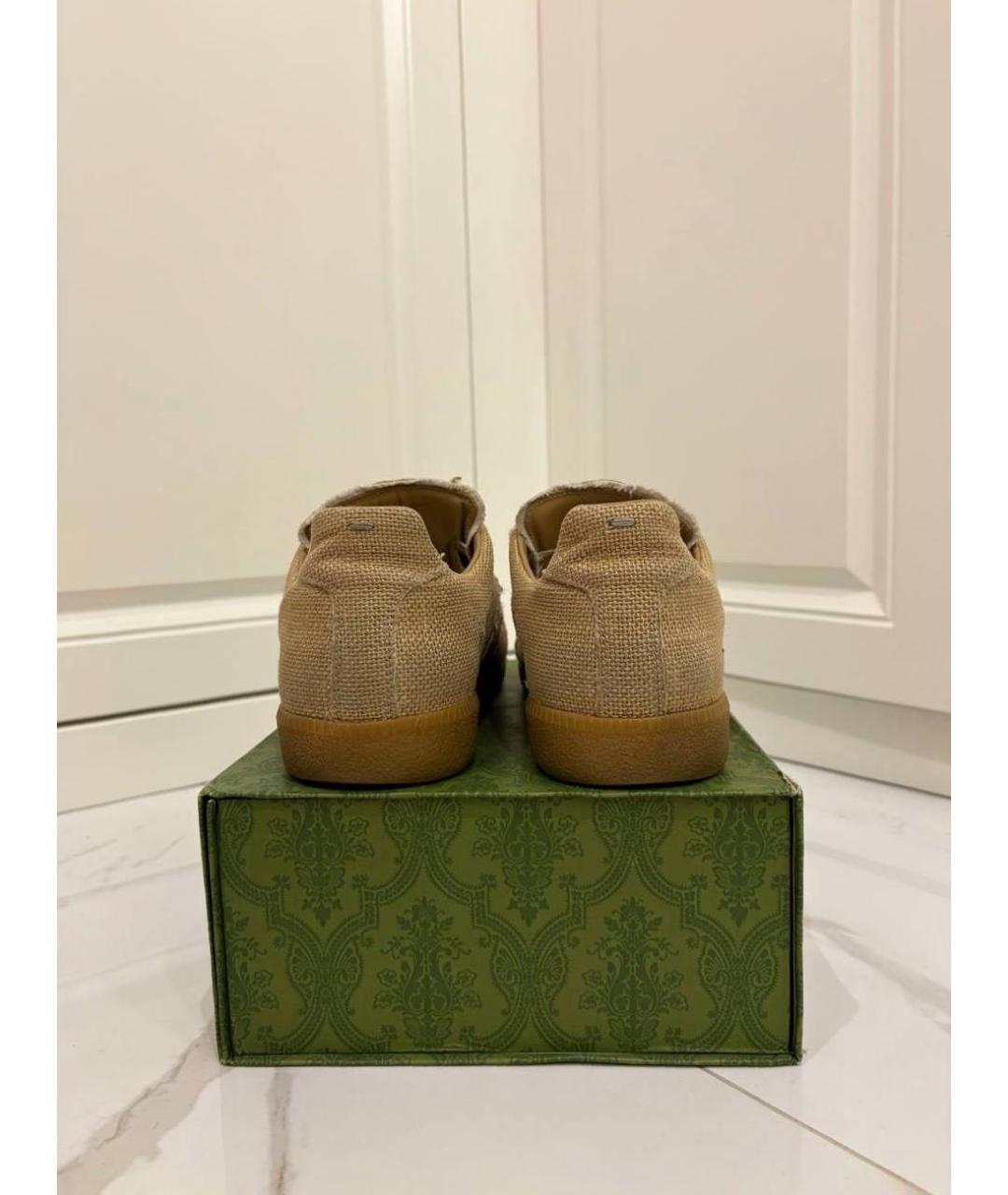 MAISON MARGIELA Бежевые текстильные низкие кроссовки / кеды, фото 4