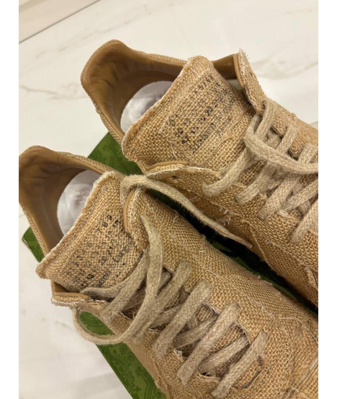 MAISON MARGIELA Бежевые текстильные низкие кроссовки / кеды, фото 3