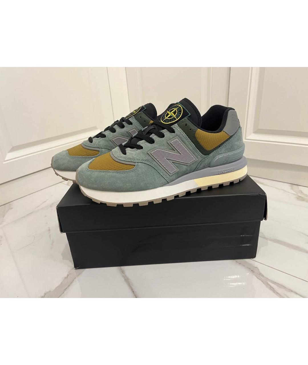 STONE ISLAND Серые замшевые низкие кроссовки / кеды, фото 6