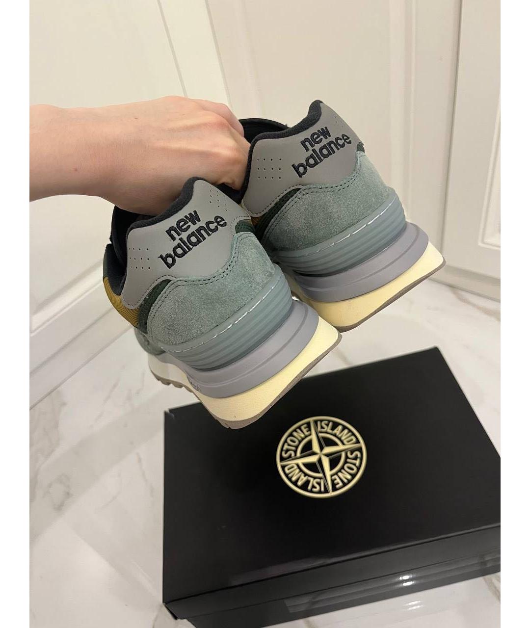 STONE ISLAND Серые замшевые низкие кроссовки / кеды, фото 4