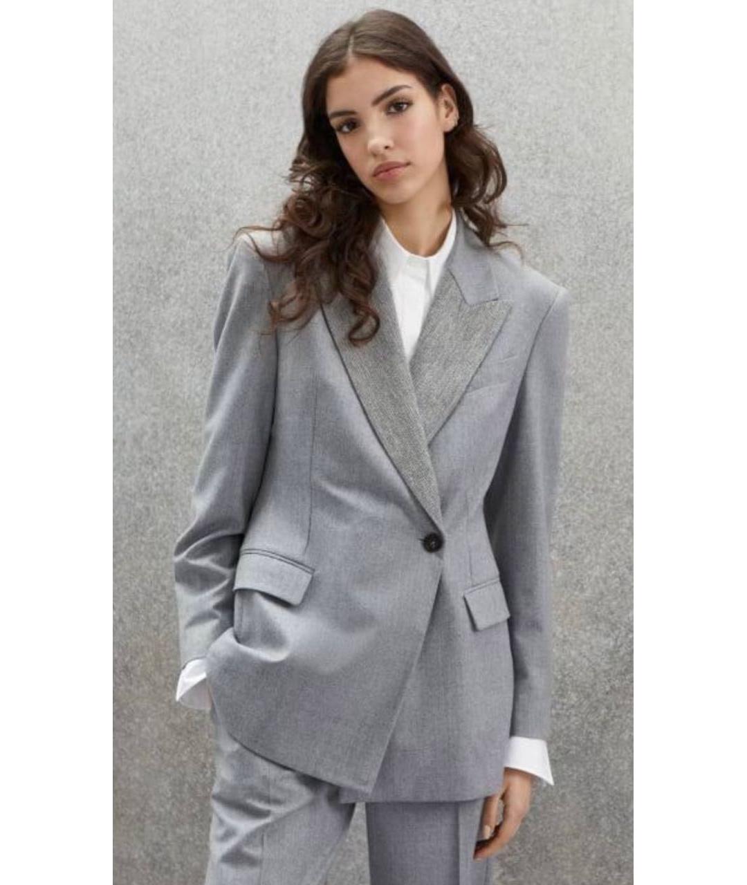 BRUNELLO CUCINELLI Серый шерстяной костюм с брюками, фото 7