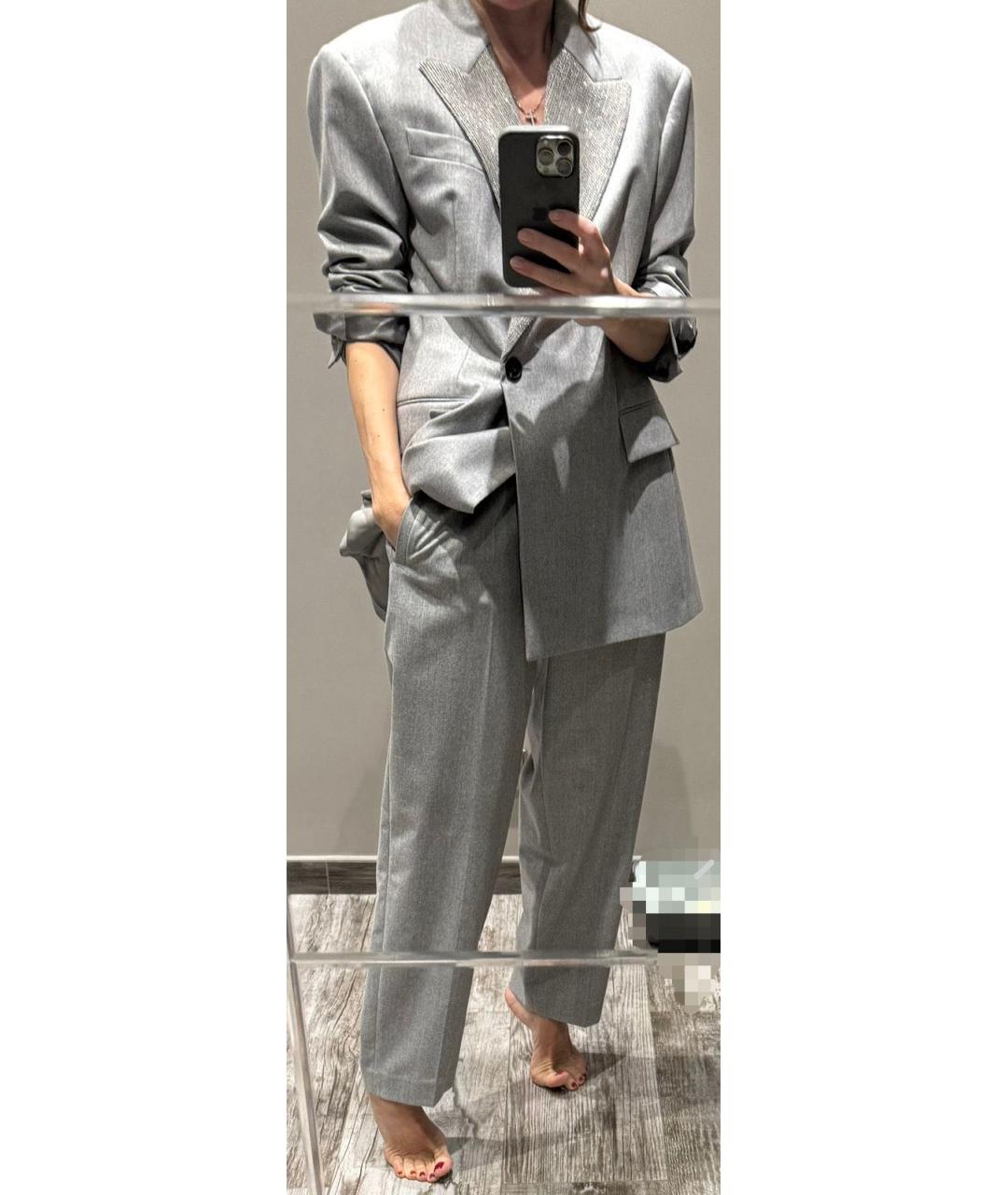 BRUNELLO CUCINELLI Серый шерстяной костюм с брюками, фото 5