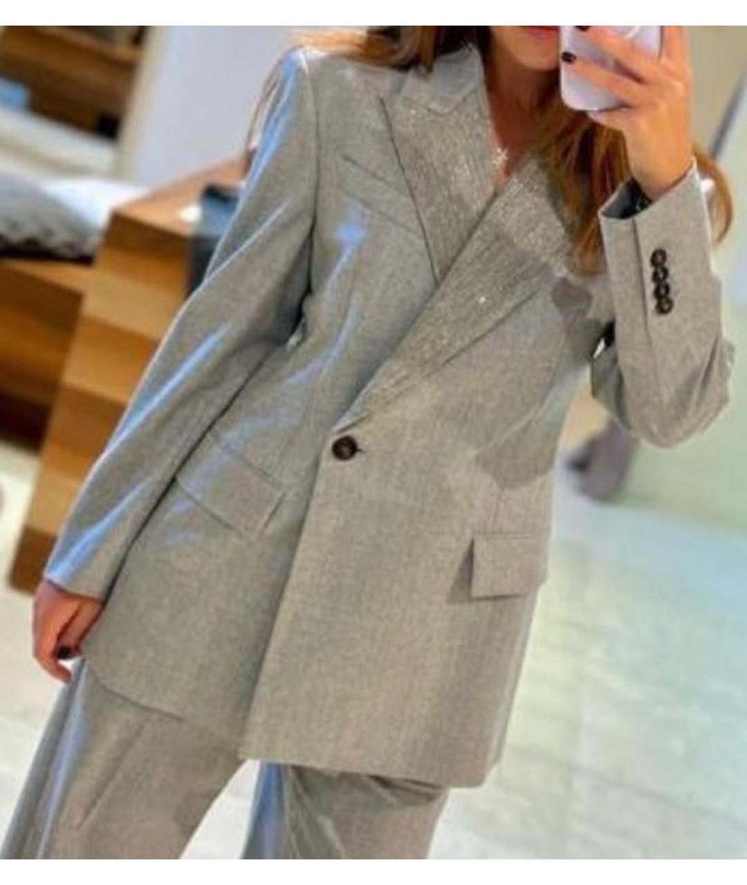 BRUNELLO CUCINELLI Серый шерстяной костюм с брюками, фото 8