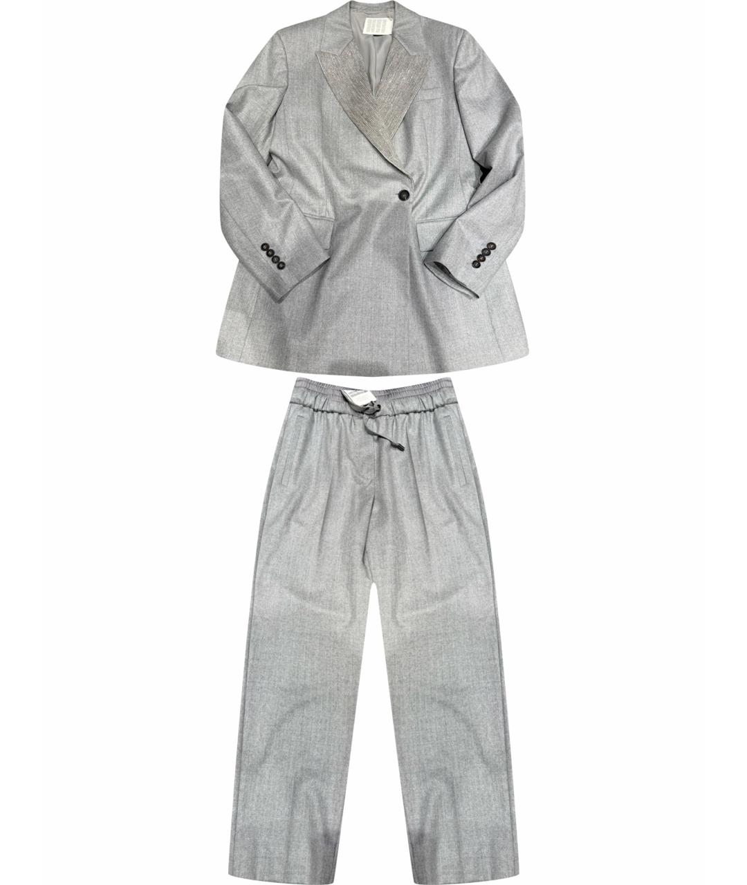 BRUNELLO CUCINELLI Серый шерстяной костюм с брюками, фото 1