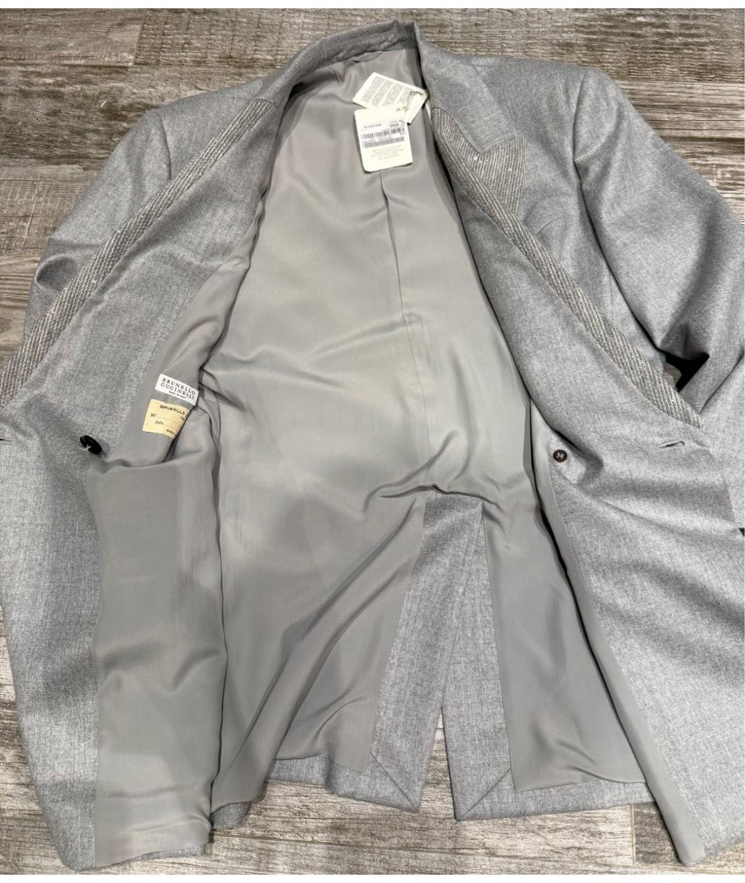 BRUNELLO CUCINELLI Серый шерстяной костюм с брюками, фото 3