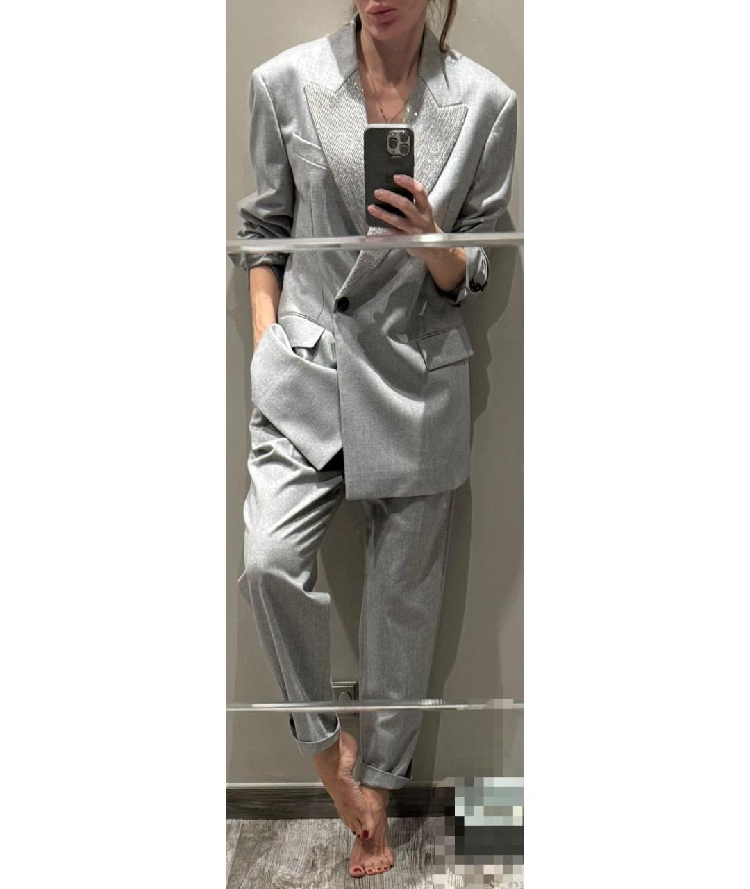 BRUNELLO CUCINELLI Серый шерстяной костюм с брюками, фото 4