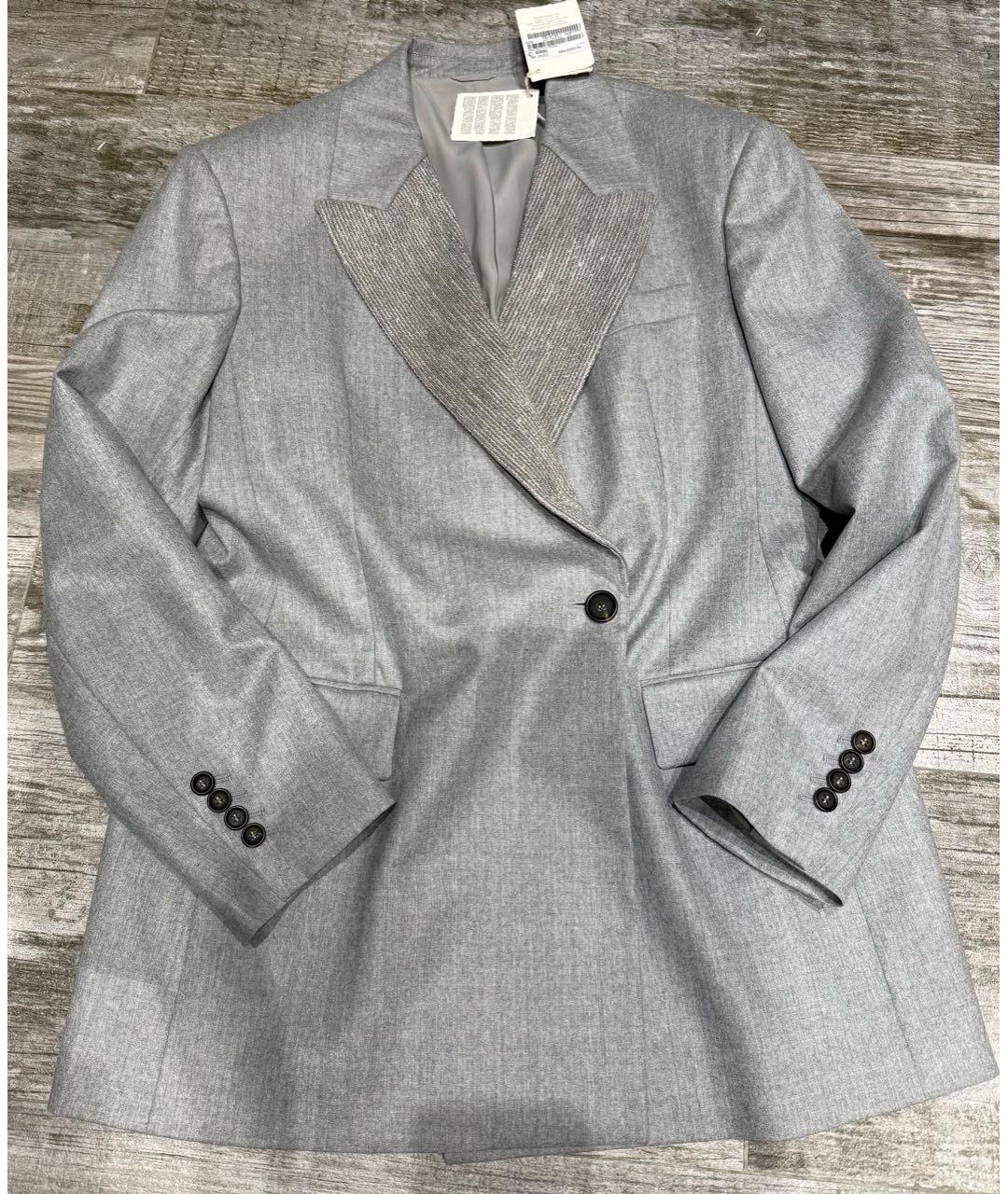 BRUNELLO CUCINELLI Серый шерстяной костюм с брюками, фото 9