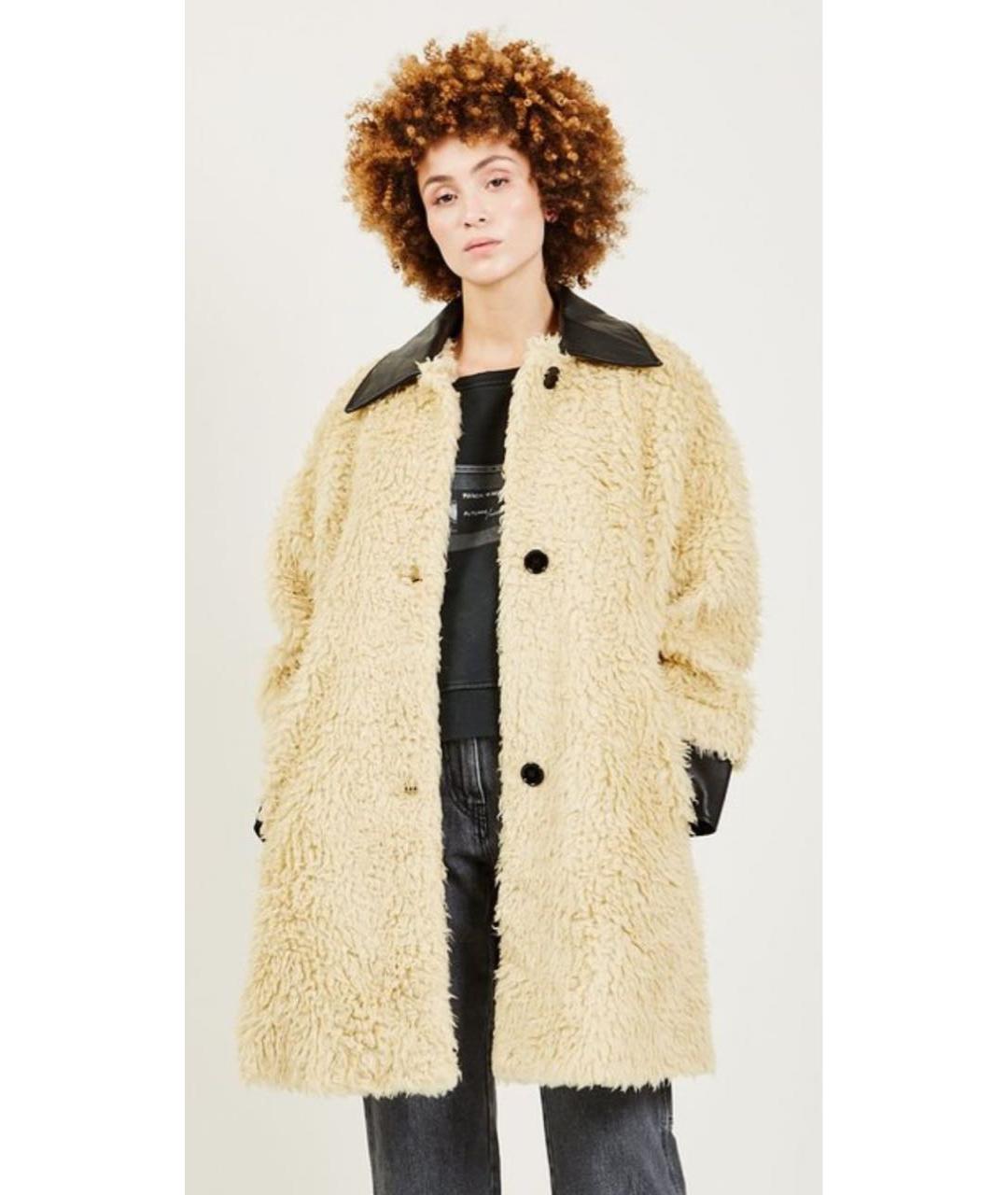 MM6 MAISON MARGIELA Бежевое полиэстеровое пальто, фото 7