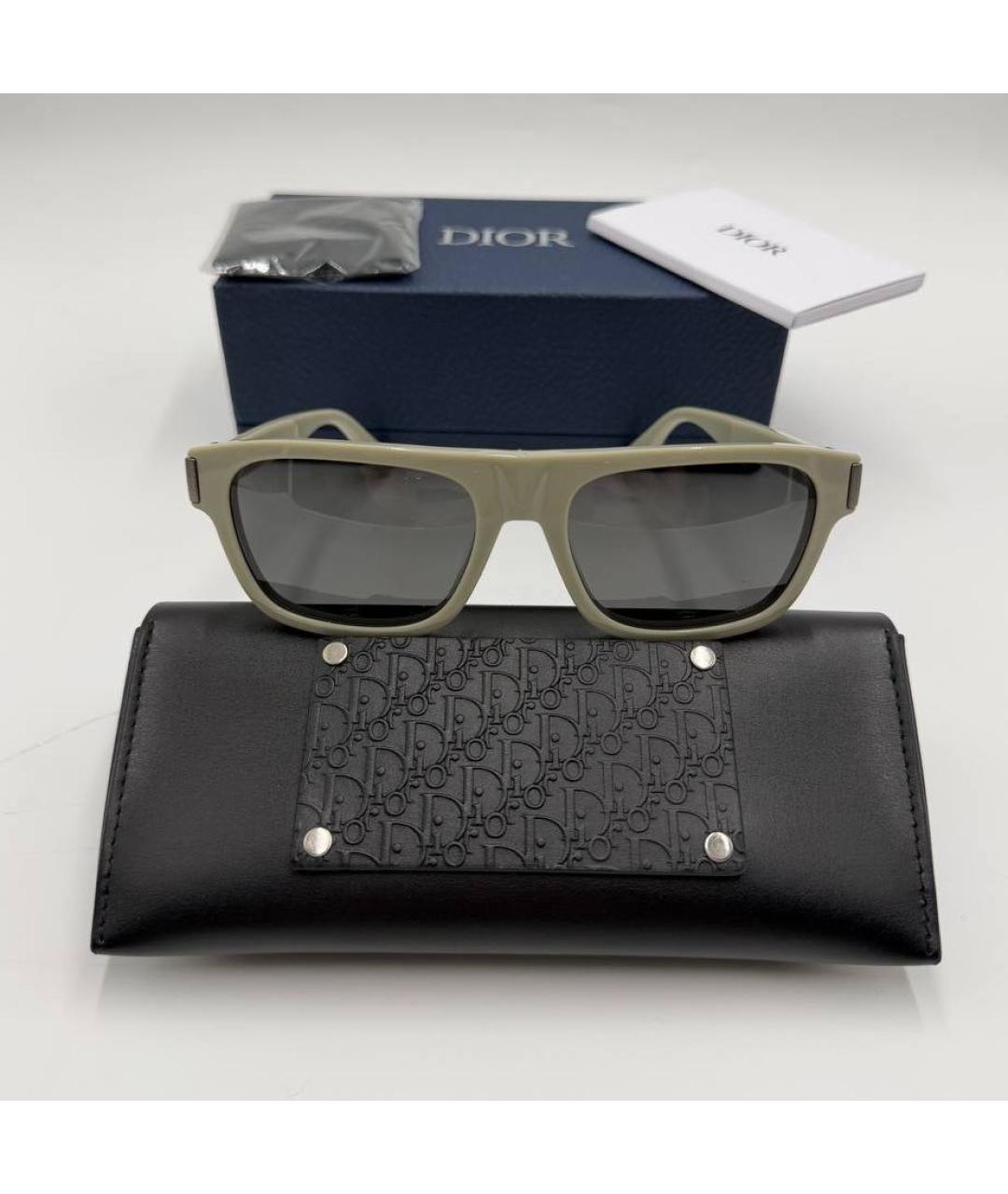 CHRISTIAN DIOR Хаки пластиковые солнцезащитные очки, фото 2