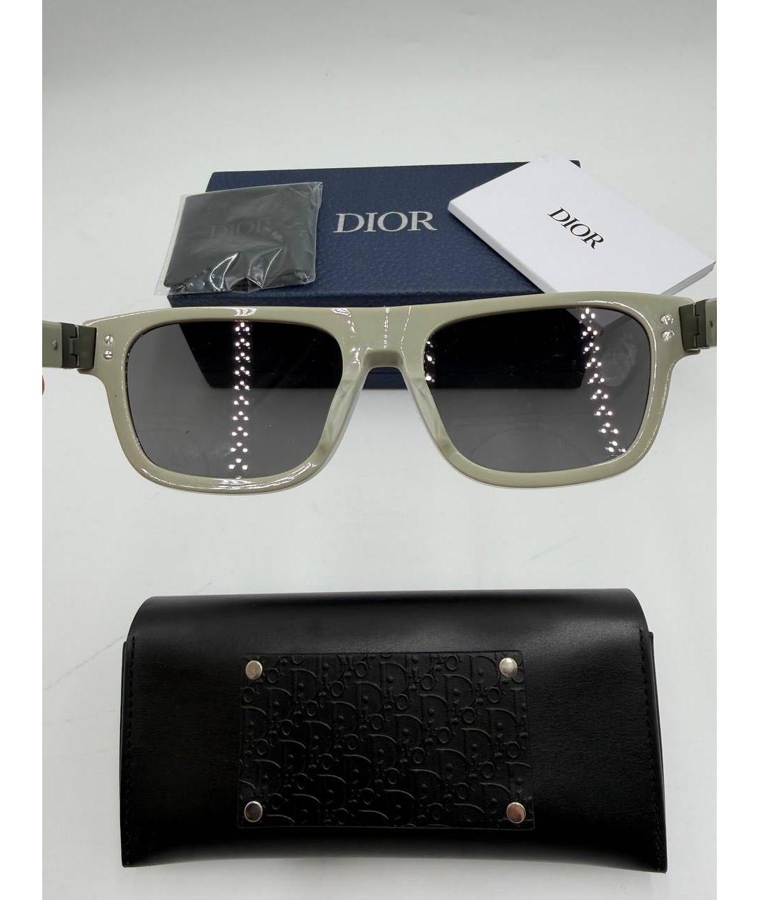 CHRISTIAN DIOR Хаки пластиковые солнцезащитные очки, фото 5