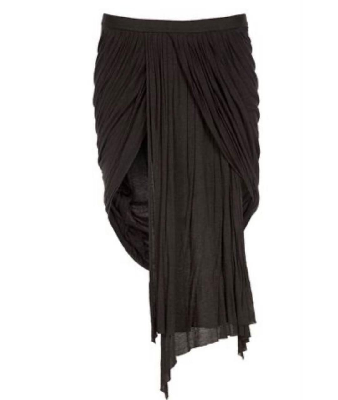 RICK OWENS Черная вискозная юбка миди, фото 1