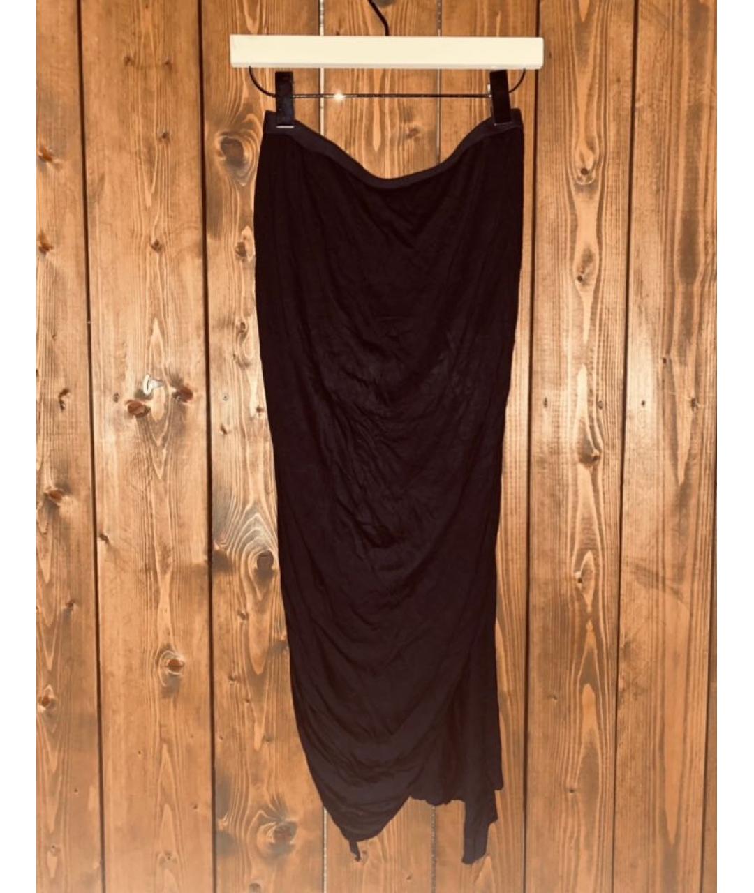 RICK OWENS Черная вискозная юбка миди, фото 6