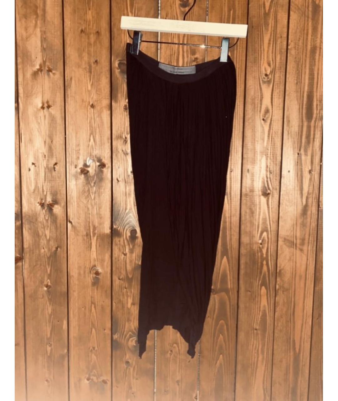 RICK OWENS Черная вискозная юбка миди, фото 2