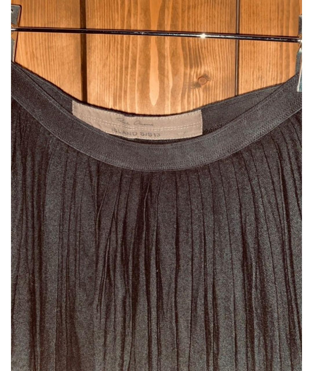 RICK OWENS Черная вискозная юбка миди, фото 3