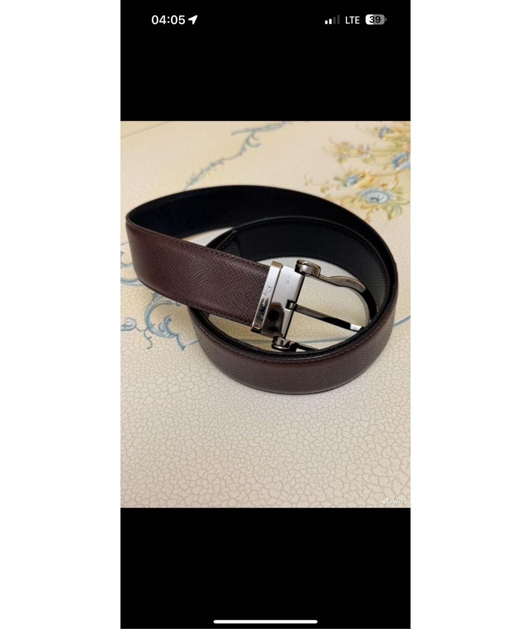 FERRAGAMO Коричневый кожаный ремень, фото 4