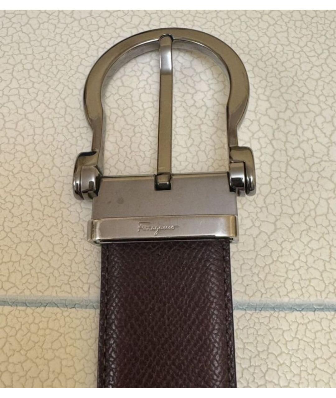 FERRAGAMO Коричневый кожаный ремень, фото 2