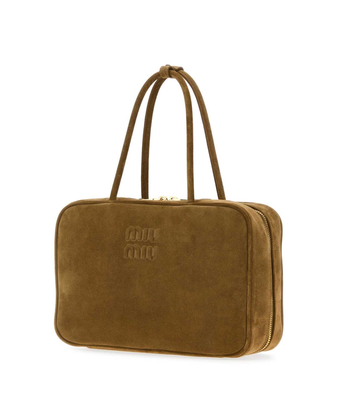 MIU MIU Бежевая замшевая сумка с короткими ручками, фото 2