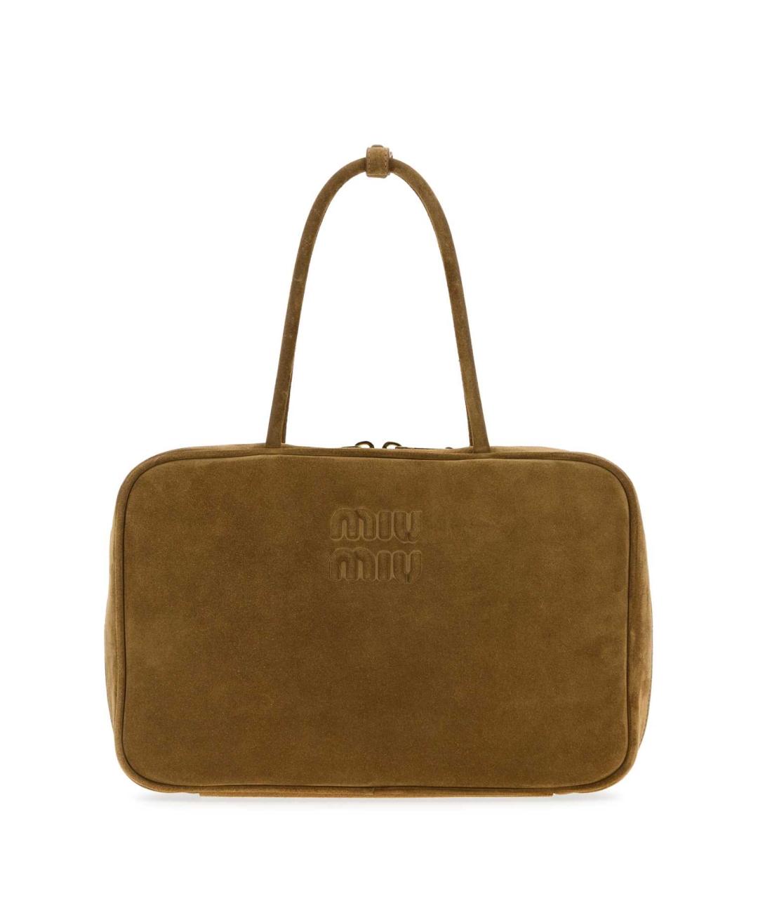 MIU MIU Бежевая замшевая сумка с короткими ручками, фото 1