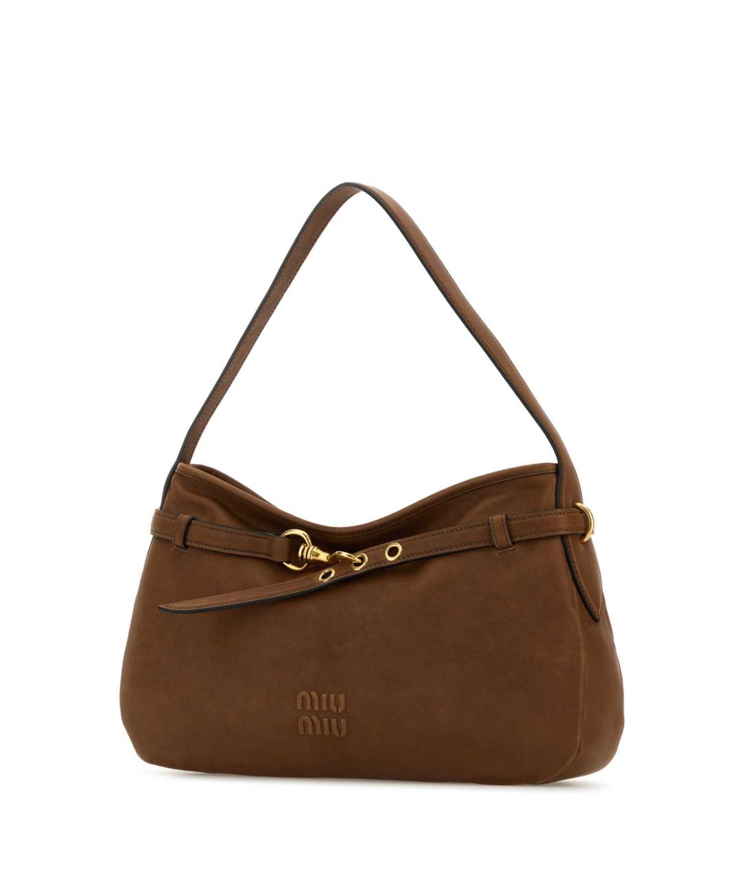 MIU MIU Коричневая замшевая сумка с короткими ручками, фото 2