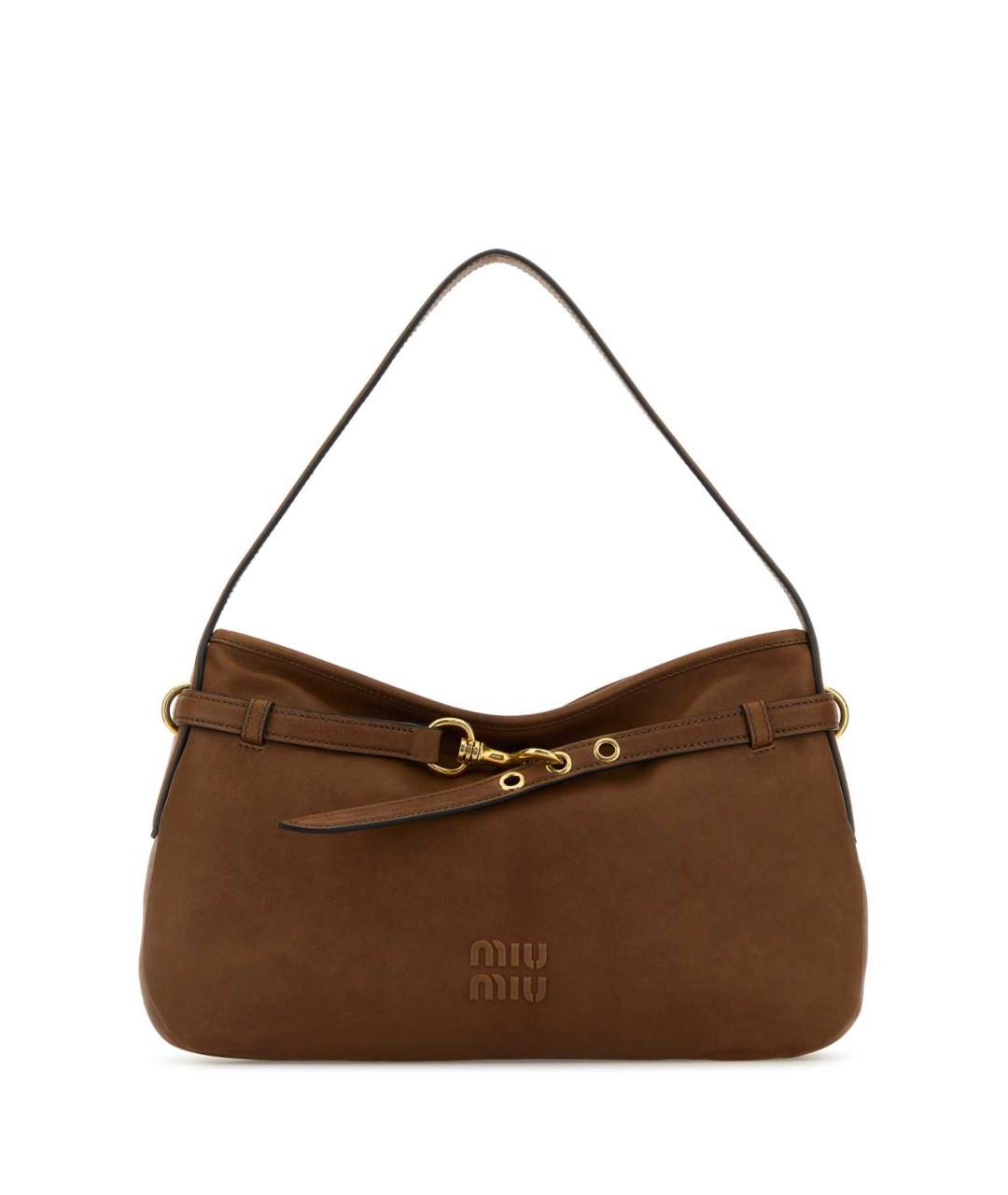 MIU MIU Коричневая замшевая сумка с короткими ручками, фото 1