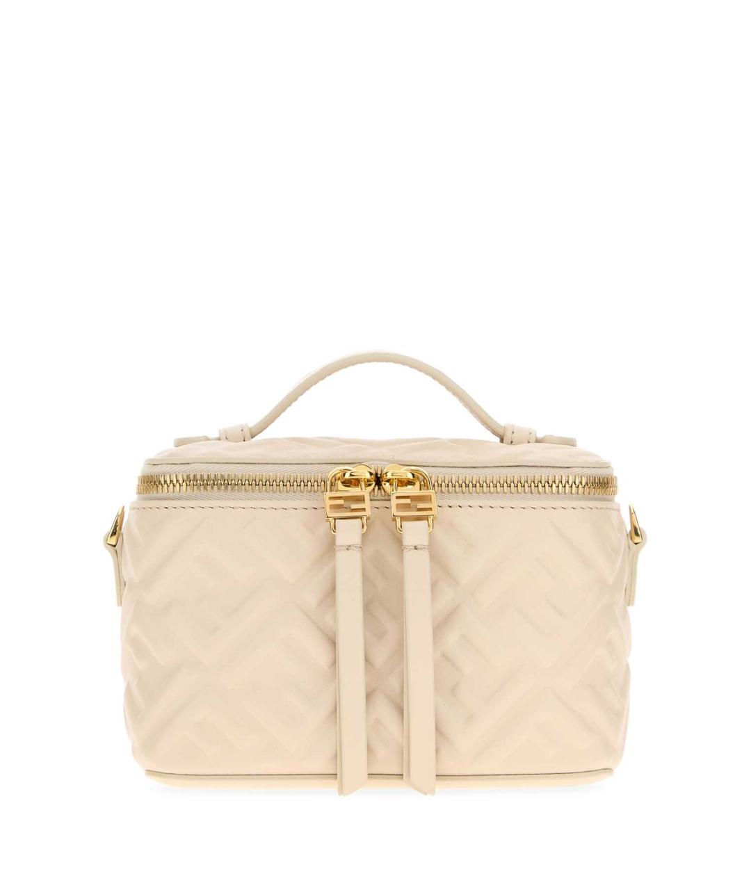 FENDI Белая кожаная сумка с короткими ручками, фото 1