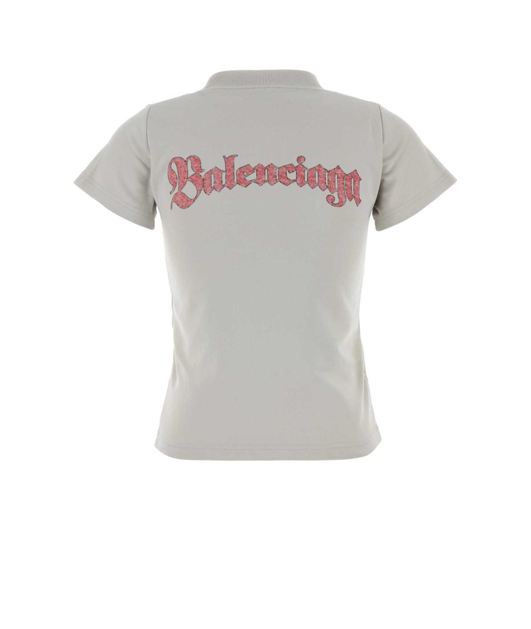 BALENCIAGA Серая хлопковая футболка, фото 2
