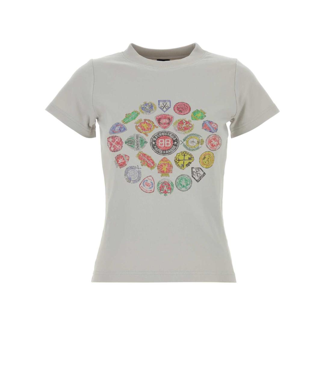 BALENCIAGA Серая хлопковая футболка, фото 1