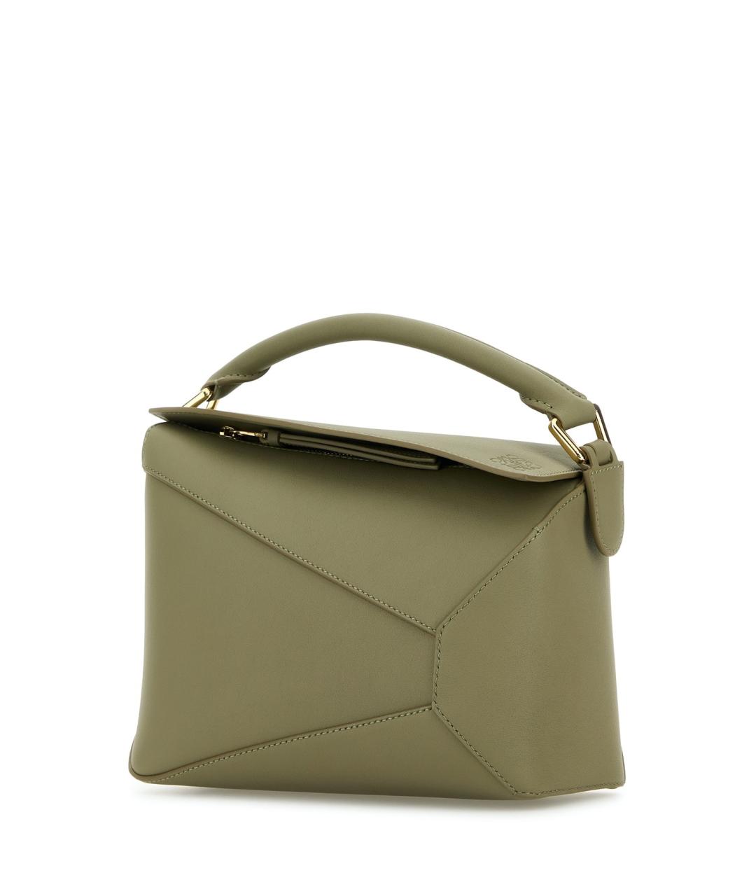 LOEWE Зеленая кожаная сумка с короткими ручками, фото 2