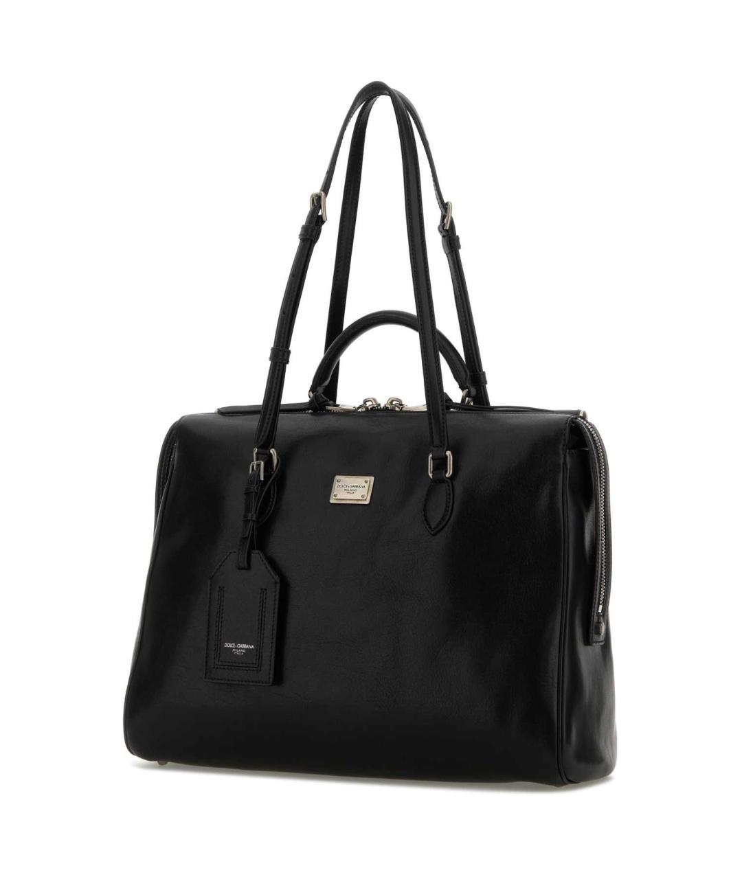 DOLCE&GABBANA Черная кожаная сумка тоут, фото 2