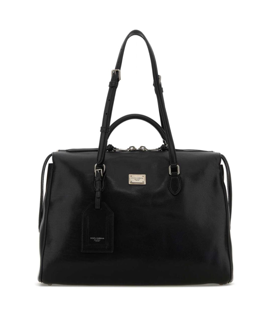 DOLCE&GABBANA Черная кожаная сумка тоут, фото 1