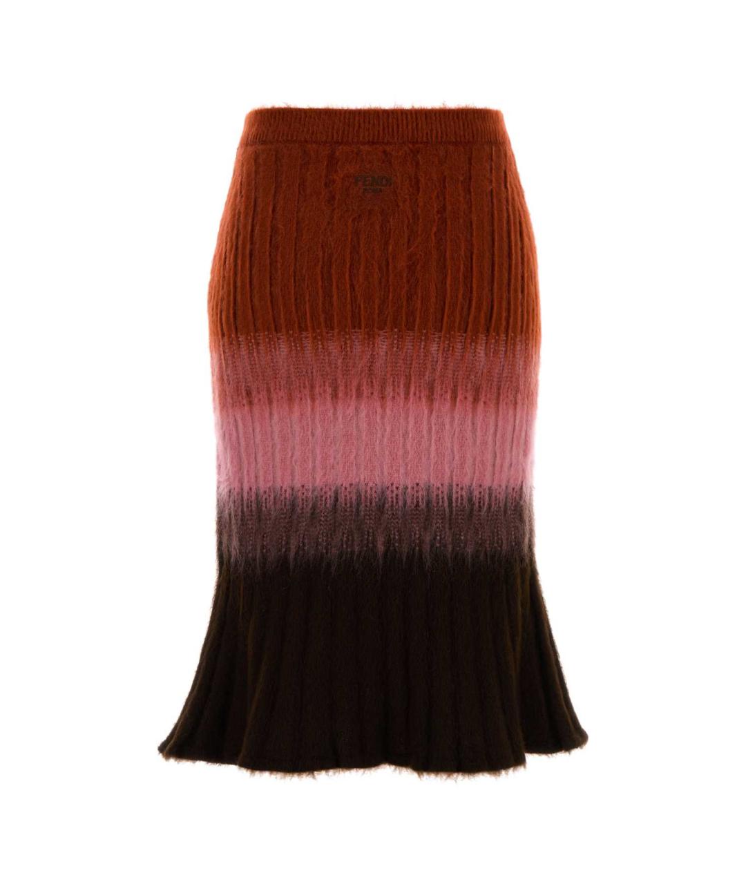 FENDI Мульти шерстяная юбка миди, фото 2