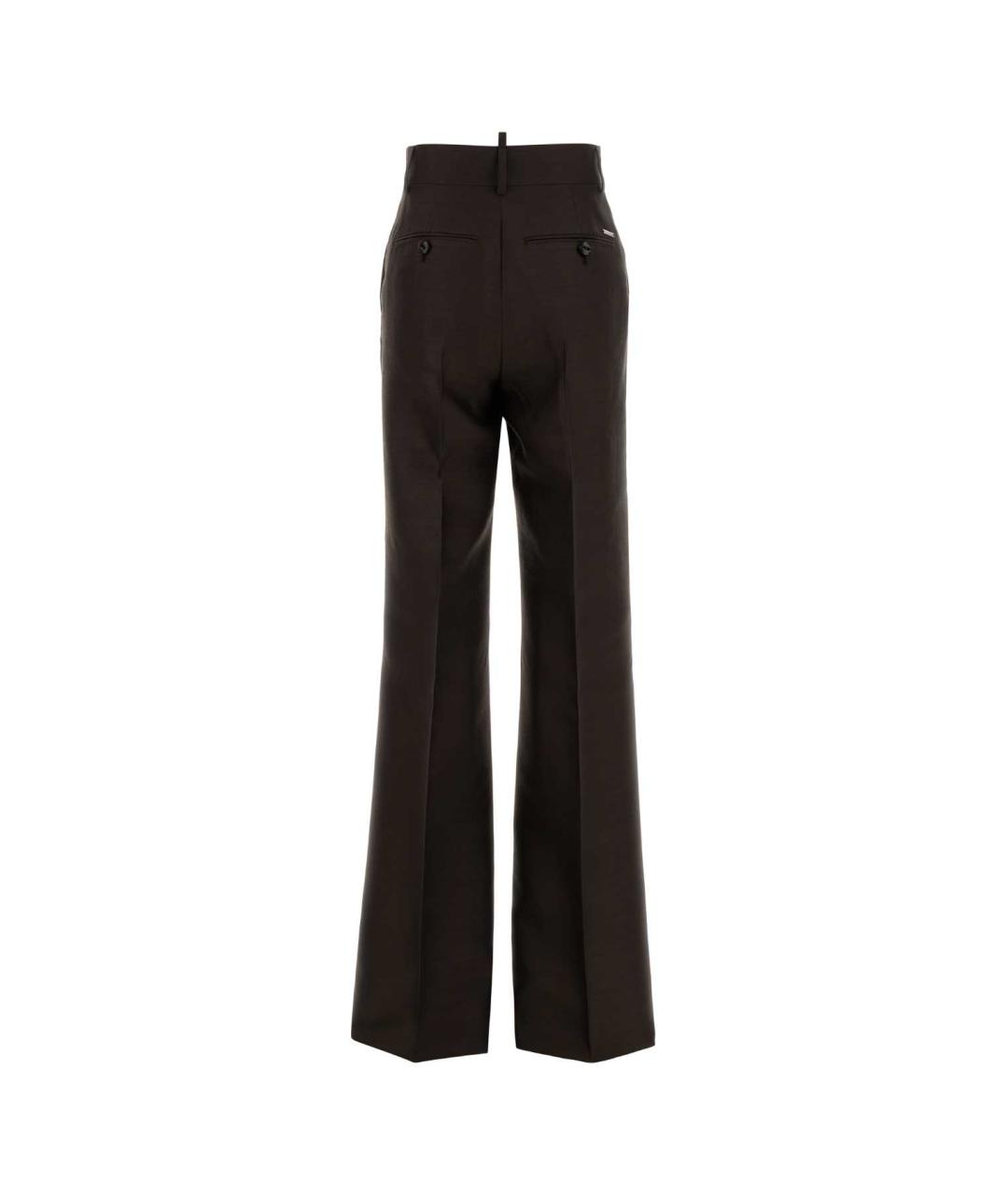 DSQUARED2 Коричневые шерстяные прямые брюки, фото 2
