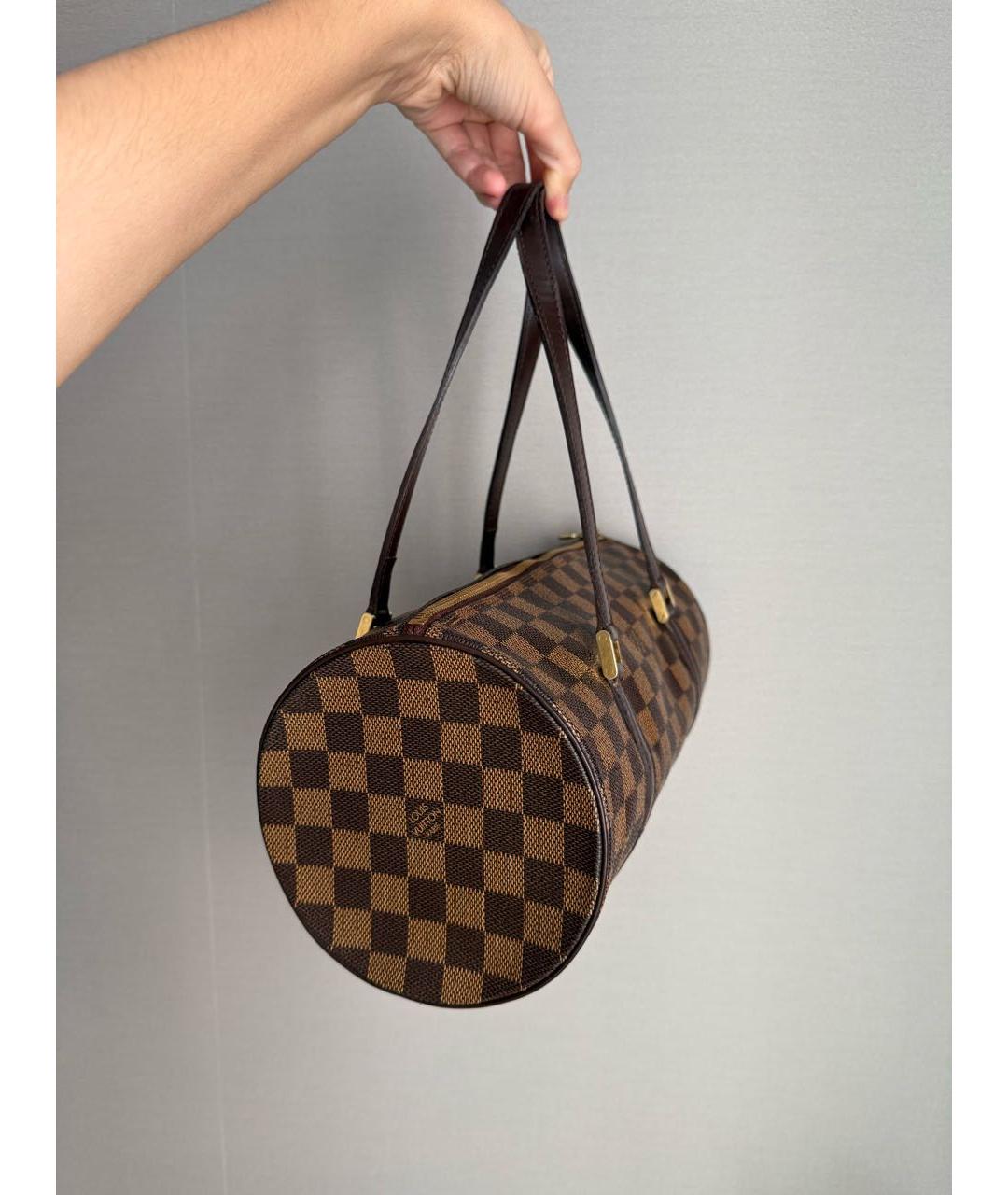 LOUIS VUITTON Коричневая кожаная сумка с короткими ручками, фото 2