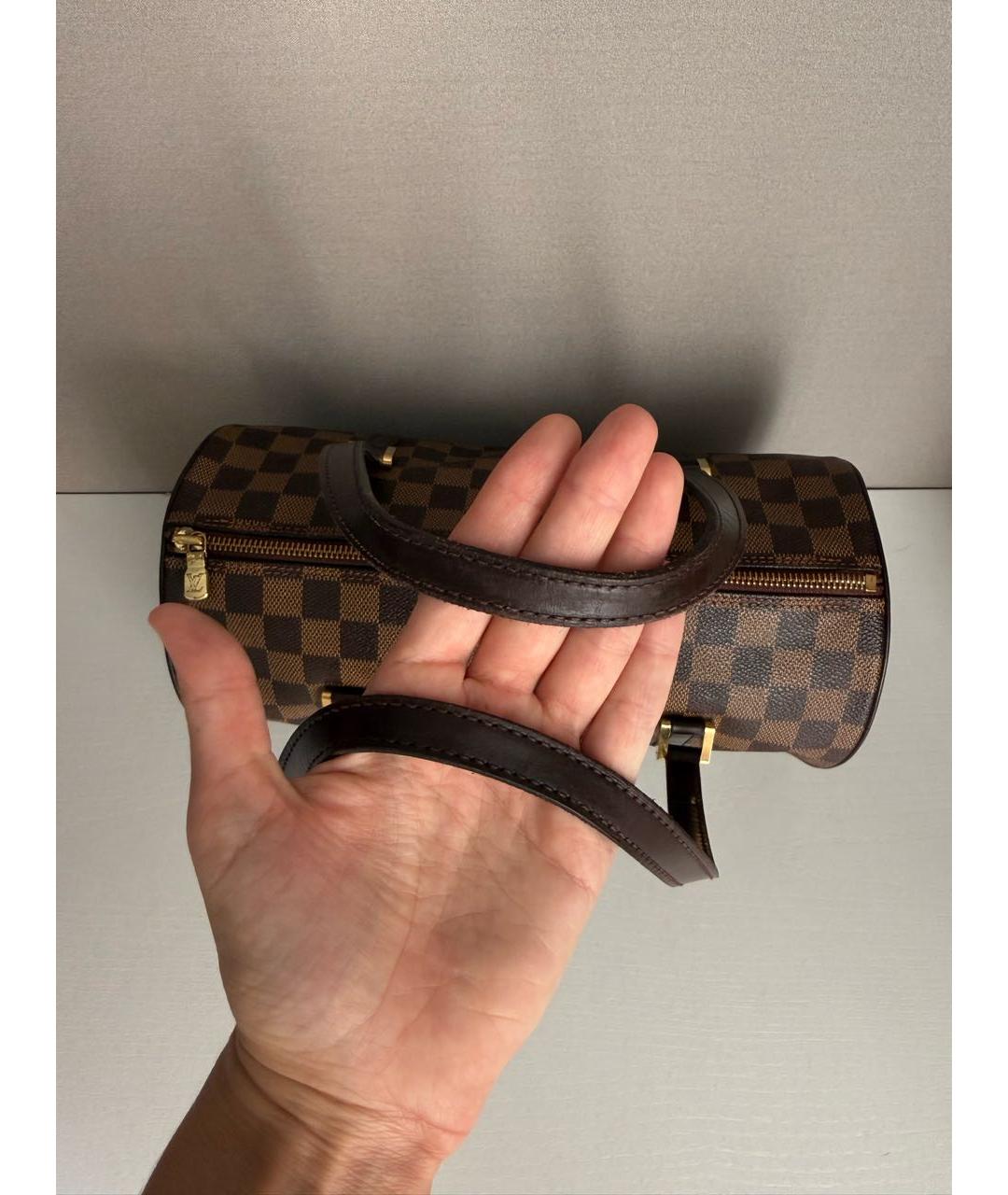 LOUIS VUITTON Коричневая кожаная сумка с короткими ручками, фото 7