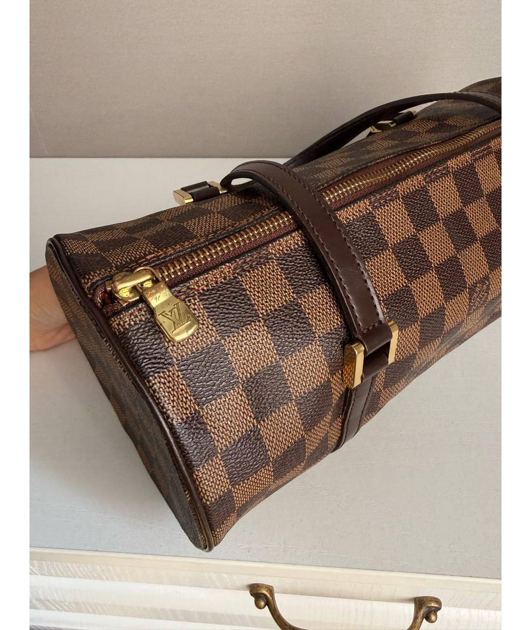 LOUIS VUITTON Коричневая кожаная сумка с короткими ручками, фото 5