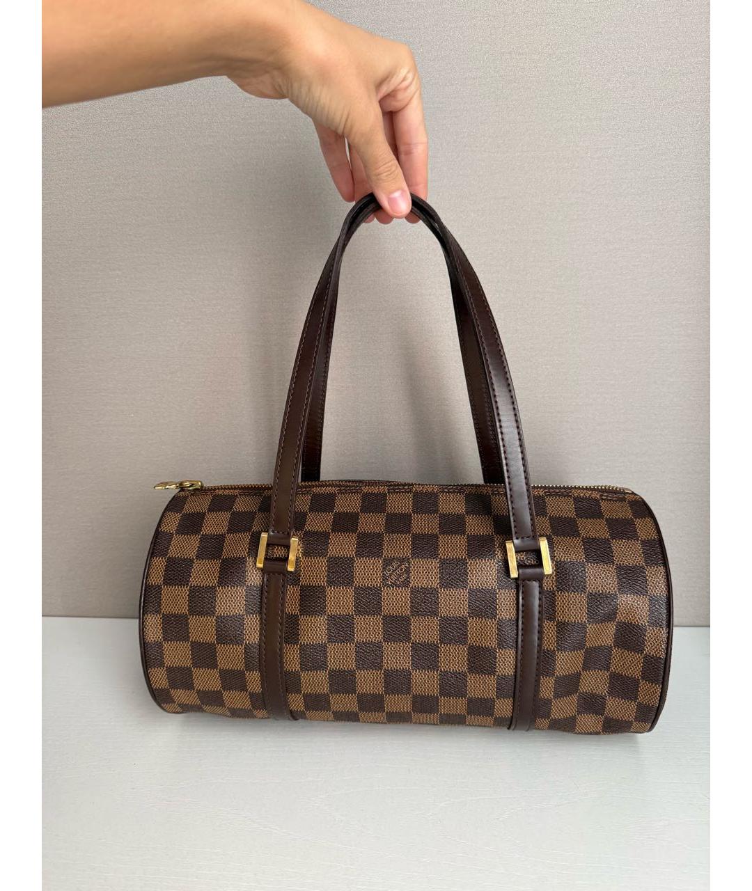 LOUIS VUITTON Коричневая кожаная сумка с короткими ручками, фото 3