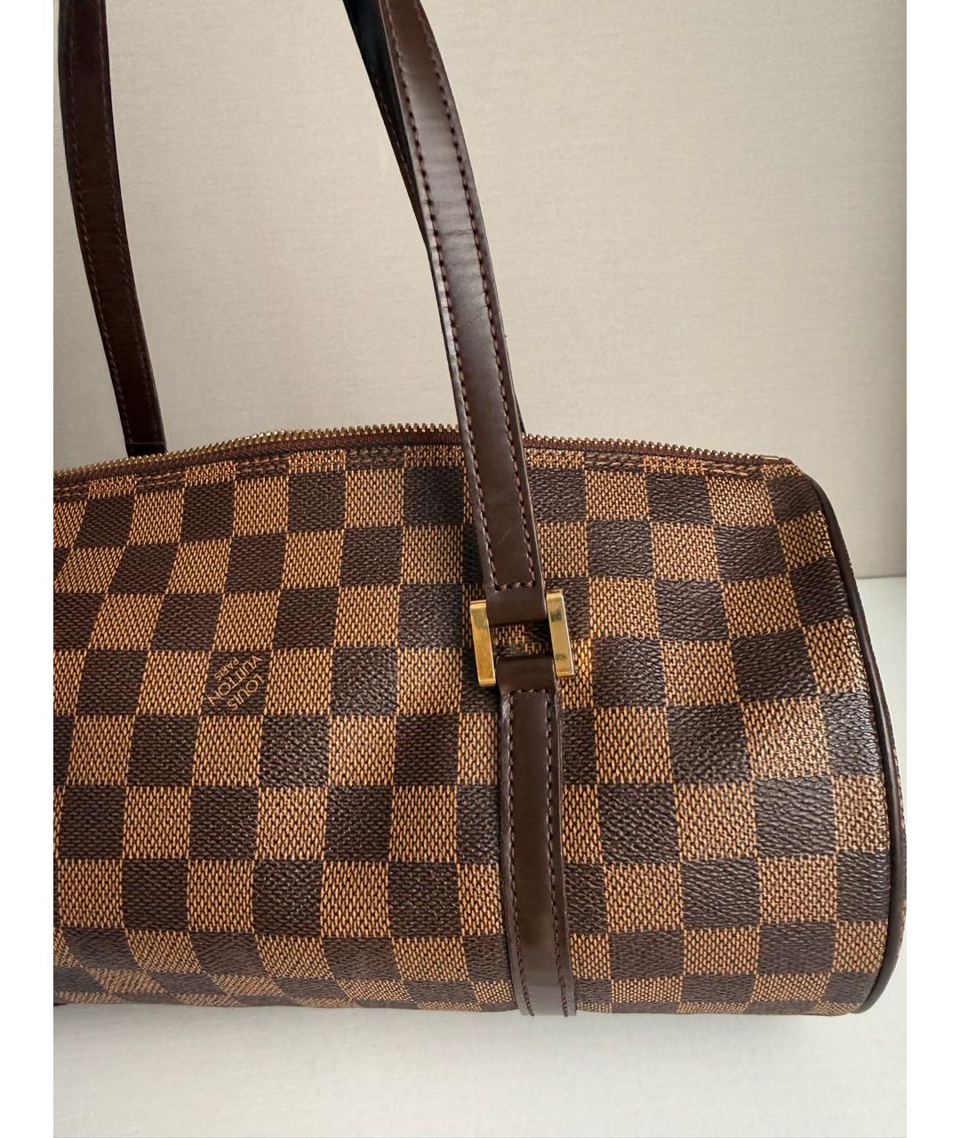 LOUIS VUITTON Коричневая кожаная сумка с короткими ручками, фото 6