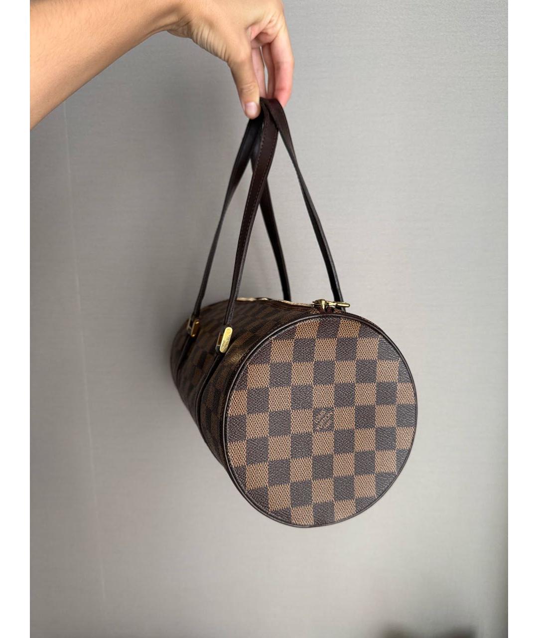 LOUIS VUITTON Коричневая кожаная сумка с короткими ручками, фото 8