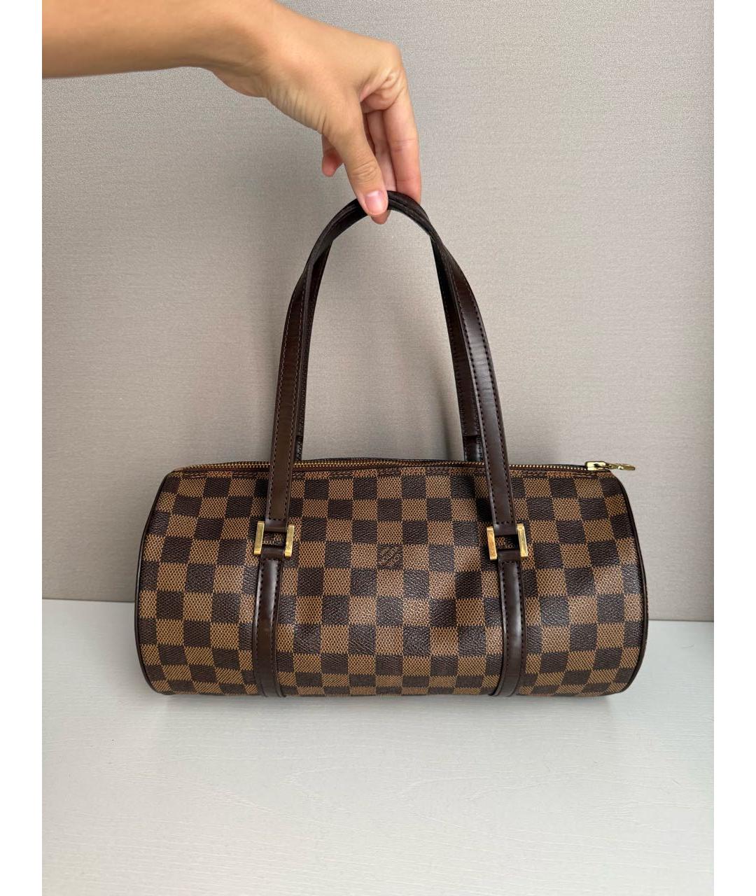 LOUIS VUITTON Коричневая кожаная сумка с короткими ручками, фото 9