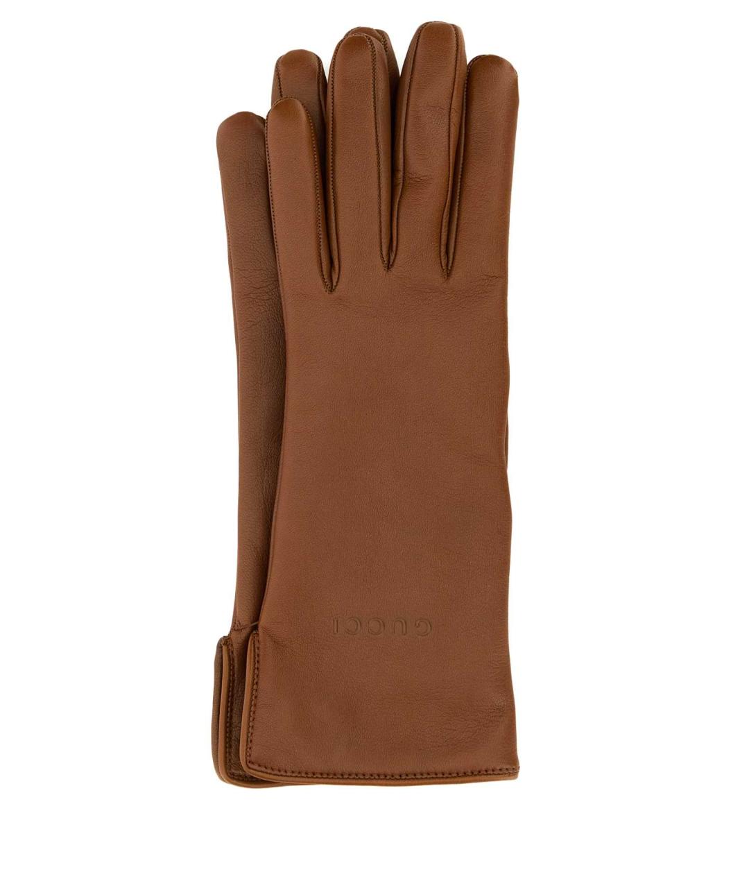 GUCCI Коричневые кожаные перчатки, фото 1