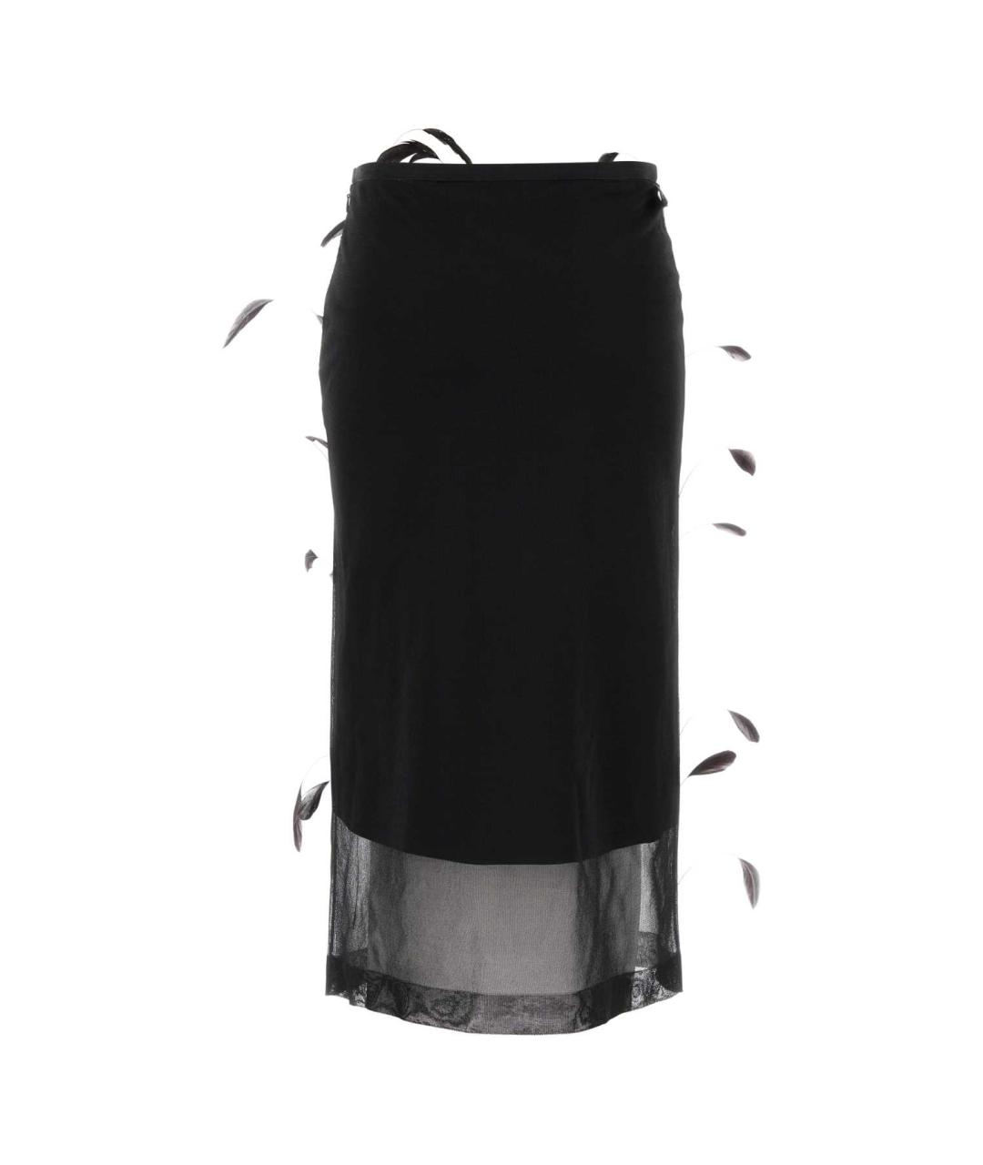 JIL SANDER Черная шелковая юбка миди, фото 2