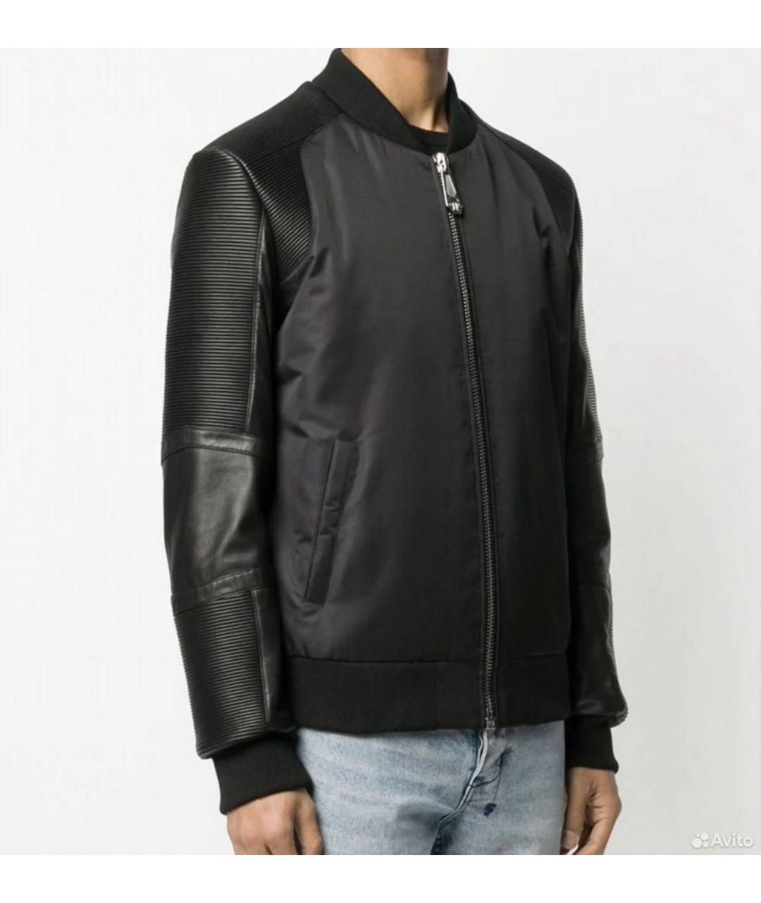 PHILIPP PLEIN Черная кожаная куртка, фото 2